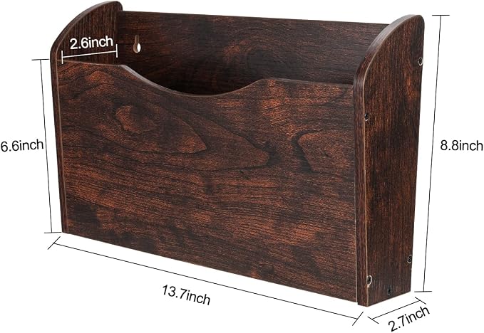 PAG Wall File Holder Wall Mounted Wood Hanging File Organizer - Image 3
