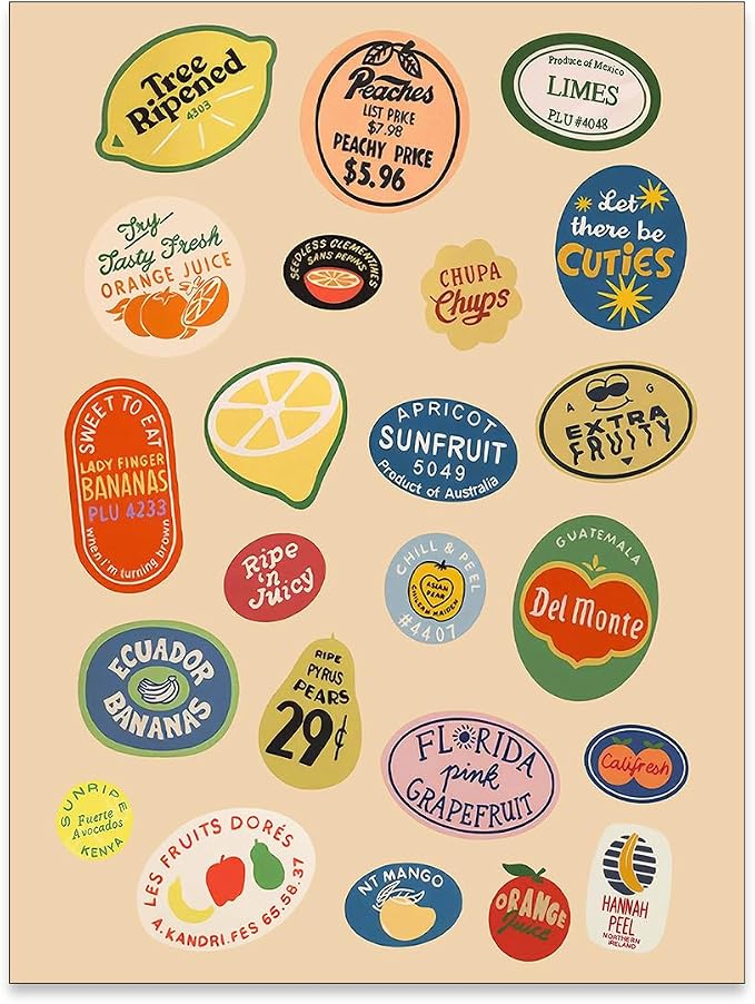PDFI Trendy Kitchen Canvas Wall Art Vintage Fruit Market Pictures Prints Retro by PDFI