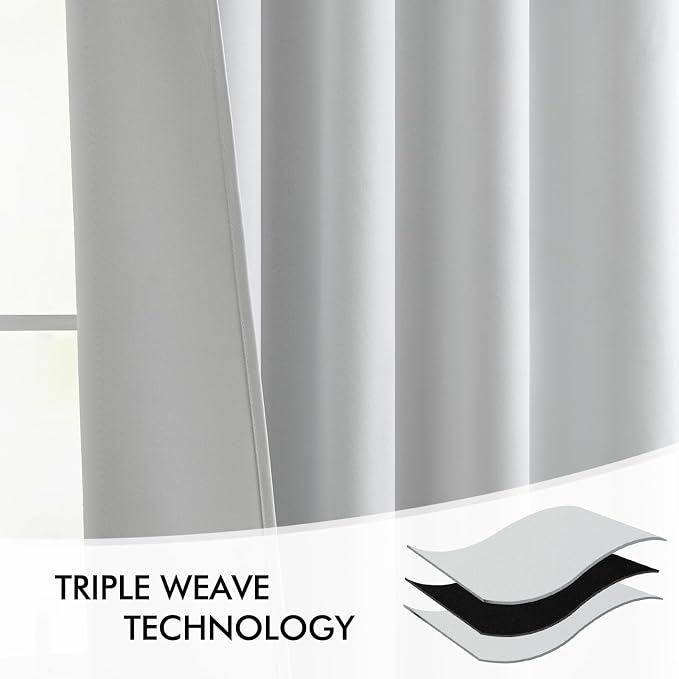 MIULEE Greyish White Back Tab Blackout Curtains 72 Inches Long 2 Panels Set - Image 7
