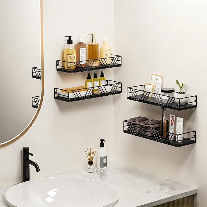 Floating Shelves for Wall, 4 Sets Rustic Wall Mounted Shelves - Image 4