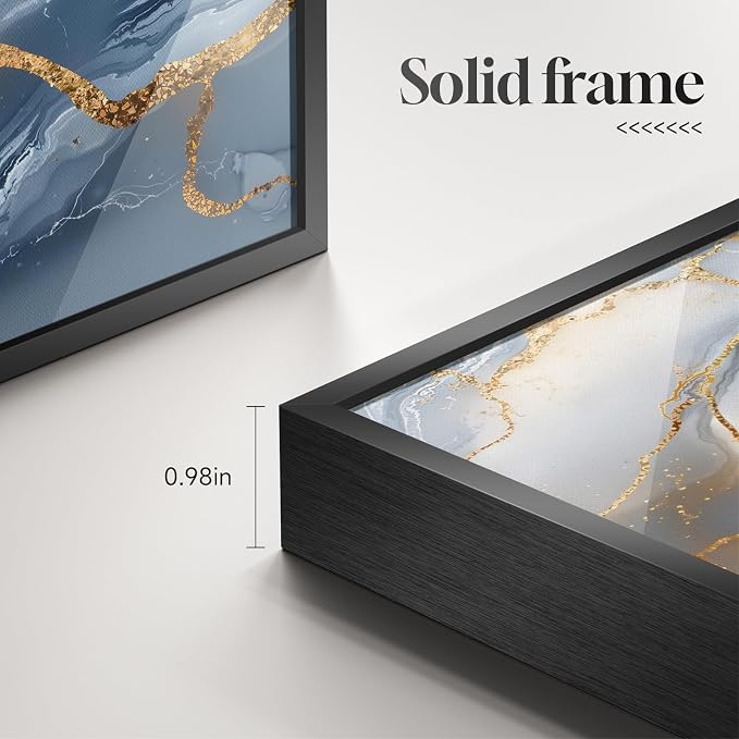 Large Framed Abstract Wall Art for Living Room, Modern Luxury 3 Piece Blue Gold - Image 6