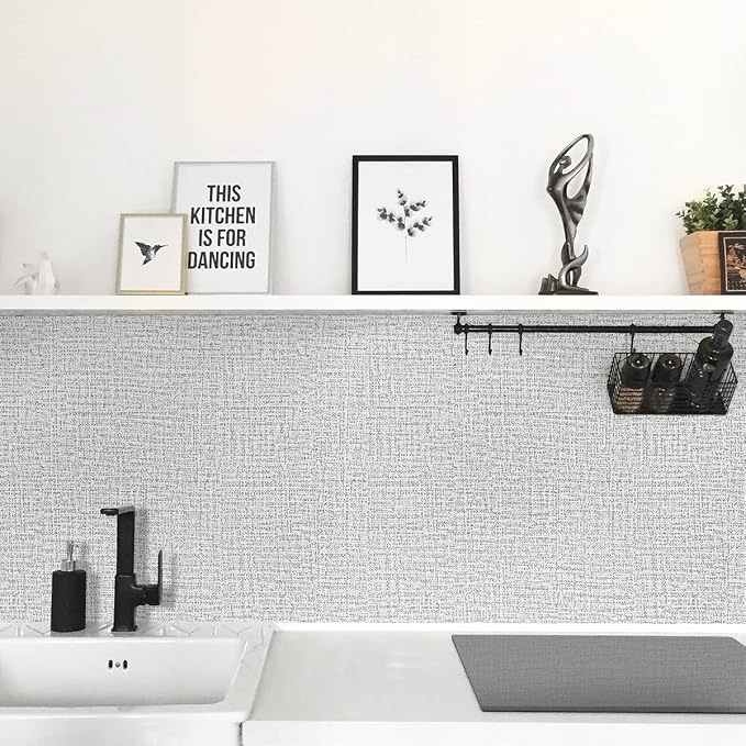 Grey Wallpaper Grasscloth Peel and Stick Wallpaper 17.7inchx196.8inch Textured - Image 3