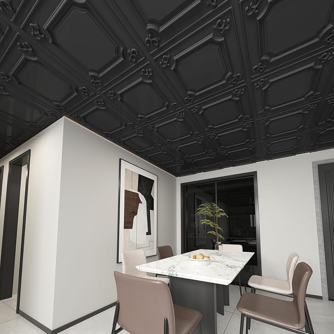 Art3d Drop Ceiling Tiles 24x24 in Black, Wainscoting Panels Glue Up 2x2 - Image 2