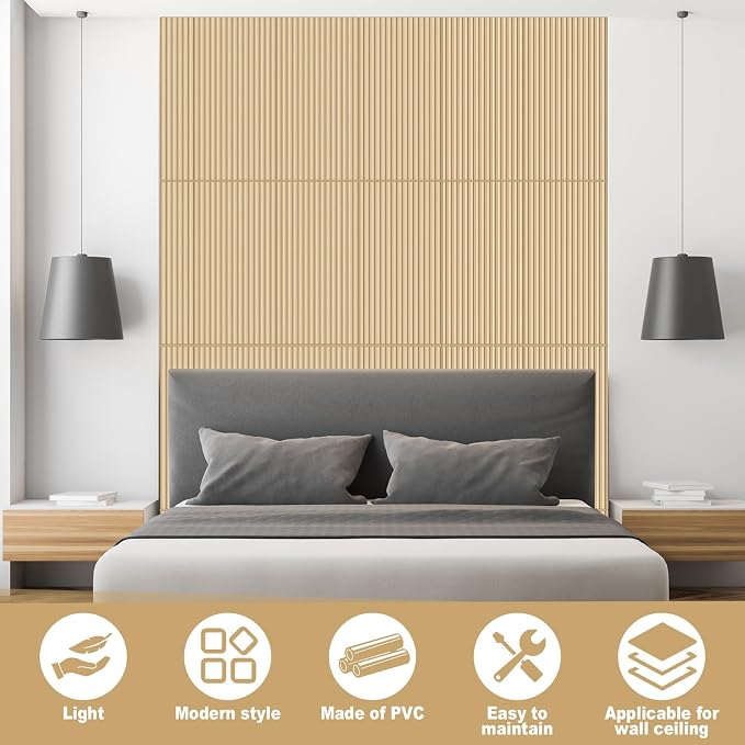 Nuanchu 18 Pack 4x2 FT 3D Slat Wall Panels Large PVC Fluted Panel Decorative - Image 4