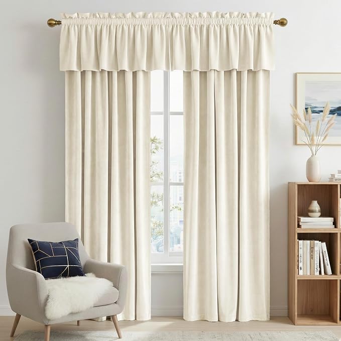 NICETOWN Ivory White Velvet Valance Curtain - Image 4