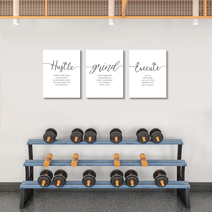 Framed Canvas Wall Art Grind Hustle Quote Poster, Office Wall Art, Positive - Image 2