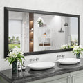 Amorho Bathroom Mirror Black, 72X32 Inch Thick Metal Framed Wall Mirrors by Amorho