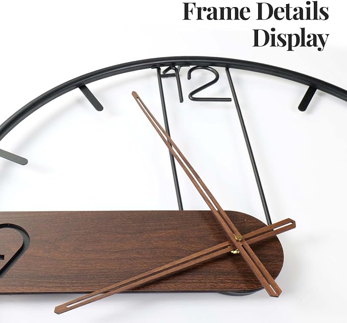 Cuspin 30 Inch Large Wall Clock, Modern Wood Metal Frame Silent Non Ticking - Image 3