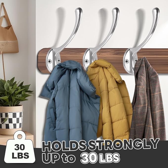 Wall Hooks for Hanging, 20-Pcs Heavy Duty Metal Coat Hooks, for Living Room - Image 3