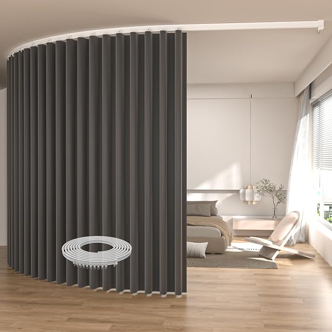 Room Divider Blackout Curtains Extra Wide Ceiling Mounted Curtains Track Sets by JVVMNJLK