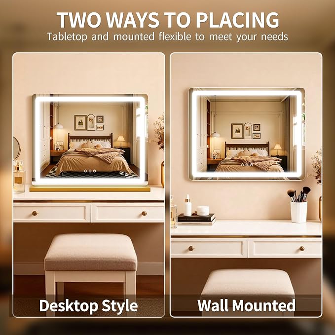 ROLOVE Vanity Mirror with Lights, Lighted Vanity Mirror with Dimmable 3 Modes - Image 6