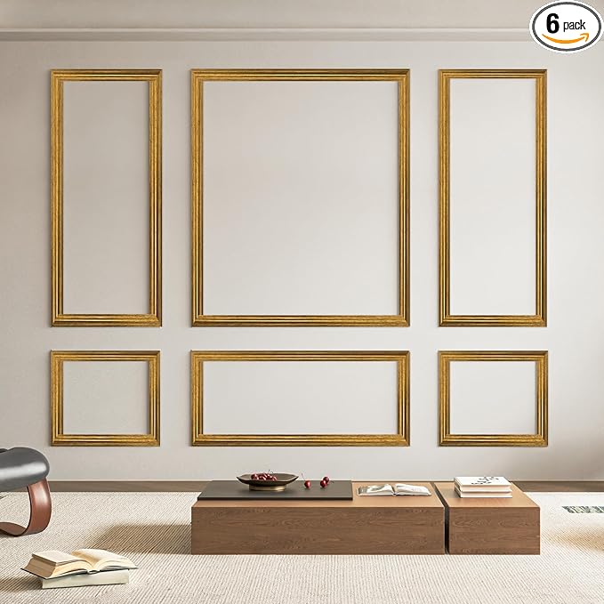 Art3d Pre-Cut Wall Molding Set of 6 pcs, Ready-to-Assemble Wainscoting Panels by Art3d