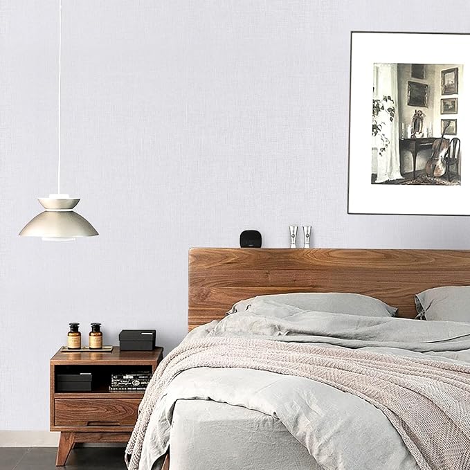 White Wallpaper Grasscloth Peel and Stick Wallpaper 15.7"x 1181" Fabric Contact - Image 2