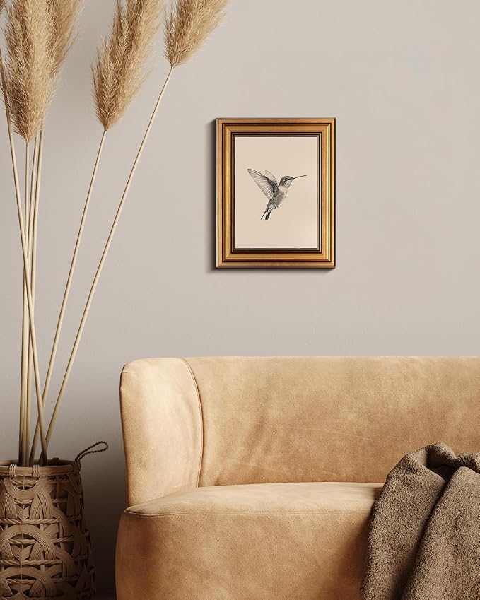 VIYYIEA Vintage Gold Framed Wall Art, Sketch Birds Canvas Painting, Cute but - Image 7