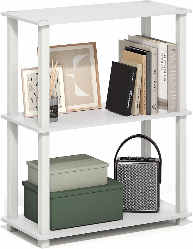 Furinno Turn-S-Tube Storage Shelves, 3-Tier Book Shelf, Corner Shelf, Toolless - Image 3