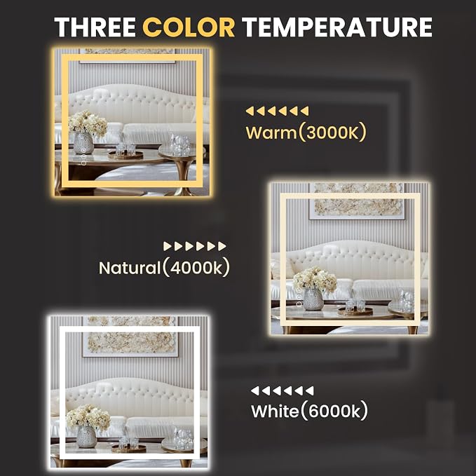 LOAAO 36"x34" LED Bathroom Mirror - Image 5