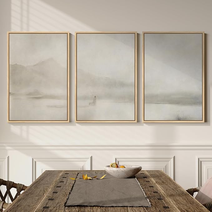 Framed Christian Wall Art Set of 3, Jesus Leaves the 99 Sheep Framed Canvas by Cuspin