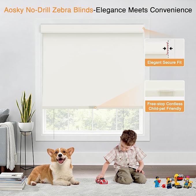 AOSKY No Drill Cordless Blackout Roller Shades - Image 3