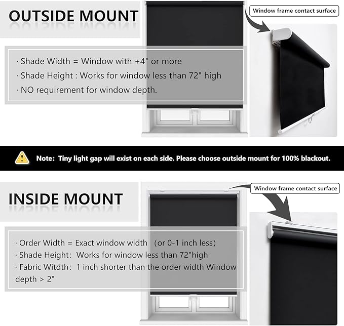 AOSKY Cordless Roller Shades Blackout Blinds - Image 6