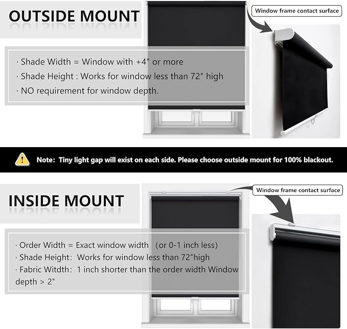 AOSKY Cordless Roller Shades Blackout Blinds - Image 6