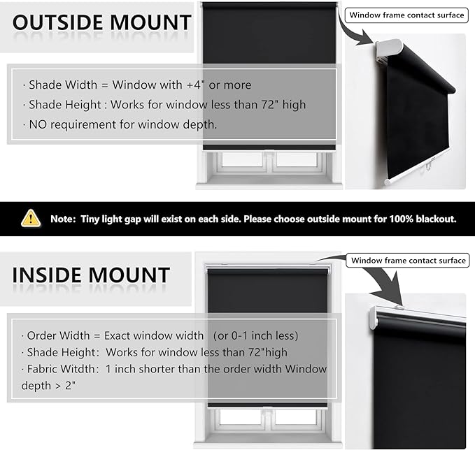 AOSKY Cordless Roller Shades Blackout Blinds - Image 6