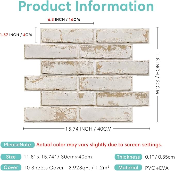 Commomy 3D Peel and Stick Brick, Ultralight Thin PVC Faux Brick Wall Panels - Image 5