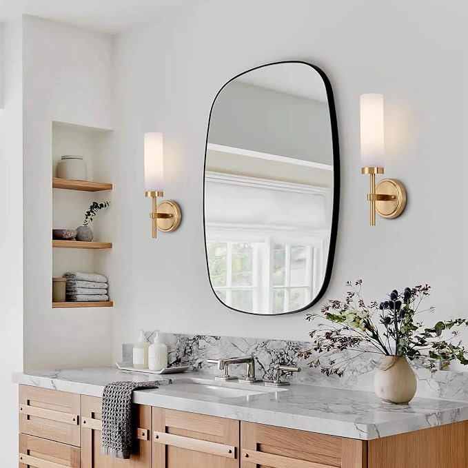 Gold Bathroom Wall Sconces Set of 2, Modern Sconces Wall Lighting Vanity Light - Image 2