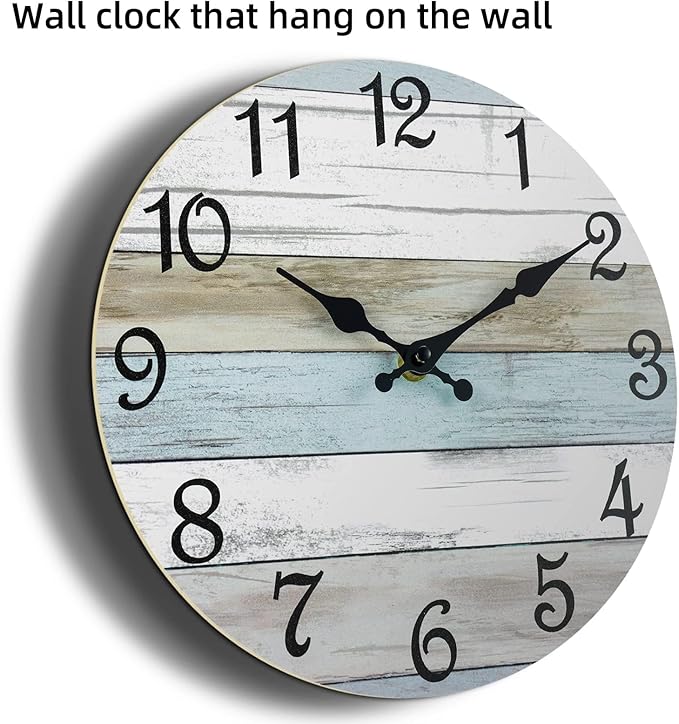 CHYLIN Wall Clock, Silent Non Ticking Battery Operated, Rustic Coastal Country - Image 6