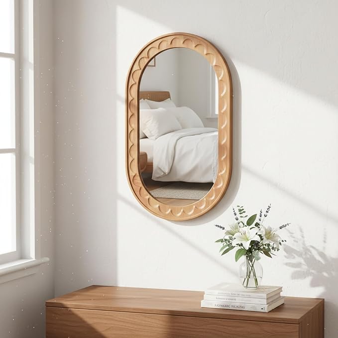 Wood Bathroom Mirror, 30 x 18 Inch Wood Wall Mirror - Image 7
