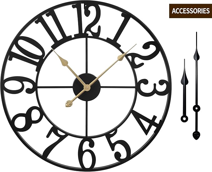 LEIKE Large Wall Clock, 18.5" Silent Non-Ticking, Battery Operated, Decorative - Image 2