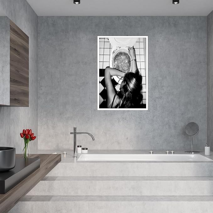 Liyark Funny Bathroom Wall Art Black and White posters Bar Disco Party prints - Image 7