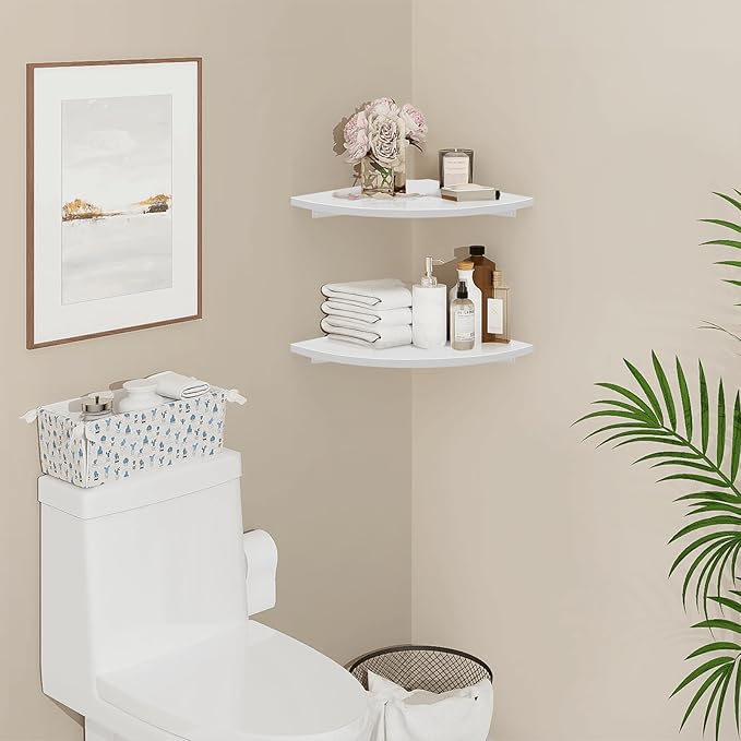 Homode Corner Wall Shelf, 12 in Wide Rounded Corner Shelf Floating - Image 2