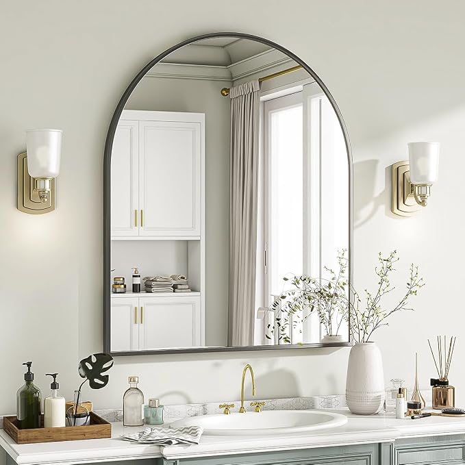 VooBang Arched Wall Mirror, 26 x 28 inch Arch Bathroom Mirror, Wall Mounted - Image 2