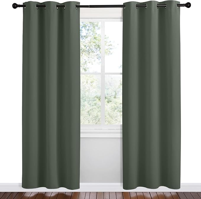 NICETOWN Blackout Curtain Panels, Dark Mallard, 1 Pair, 42 by 78-Inch, Home - Image 2