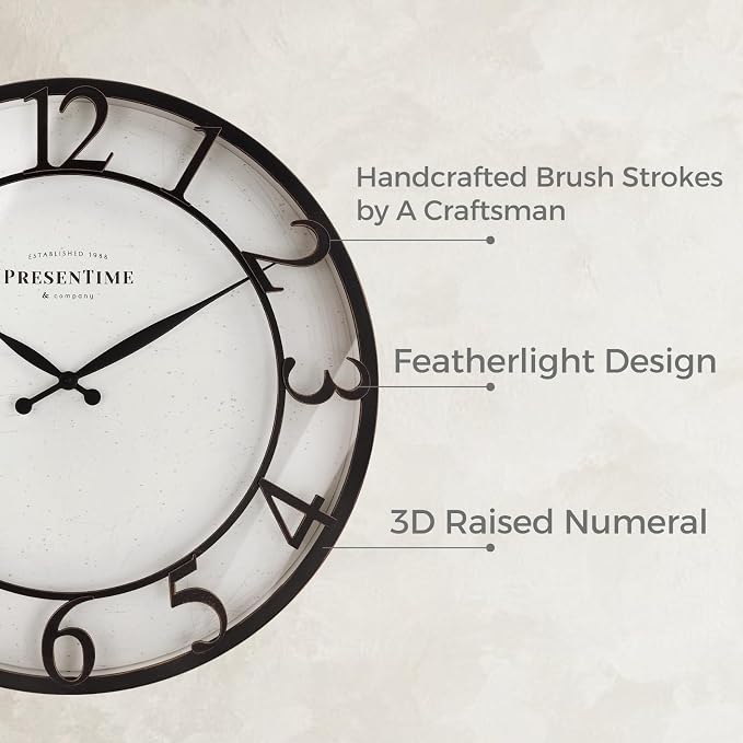 Presentime & Co 21" Farmhouse Series Wall Clock, Vintage Style, Retro Clock - Image 2