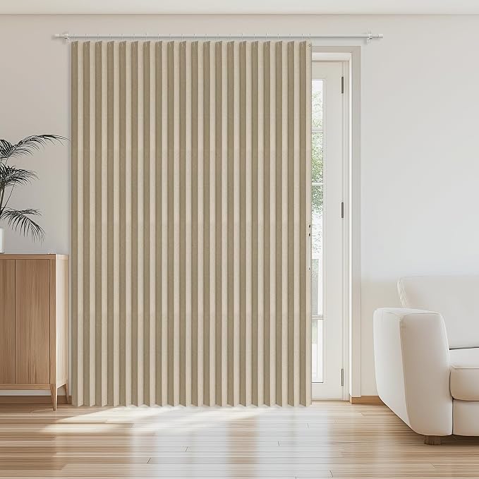 AJAZZ Blackout Accordion Door Curtain 98"x84" Cream Yellow - Image 9