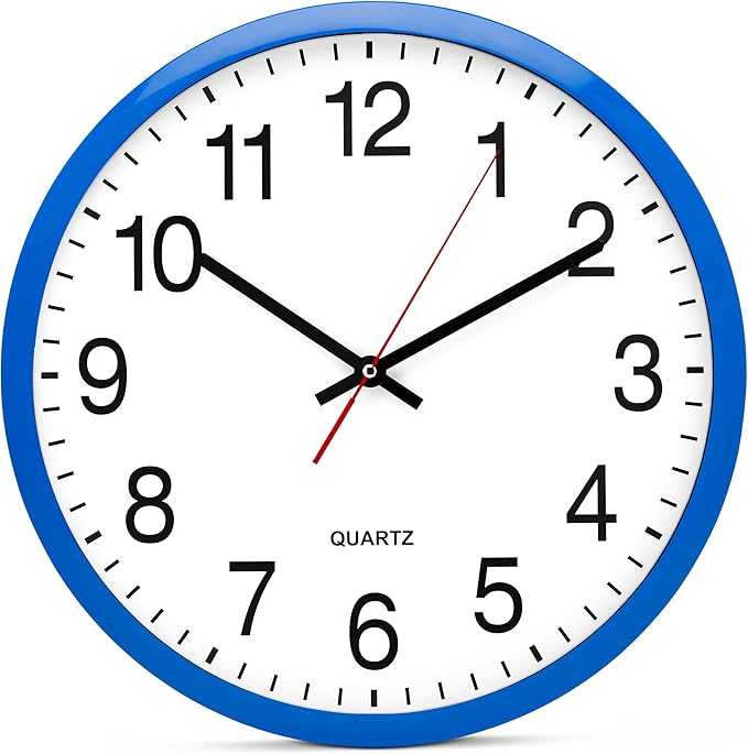 Bernhard Products Blue Wall Clock, Silent Non Ticking by BernhardProducts