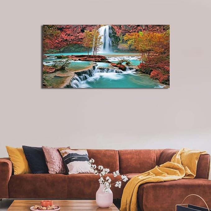 Tropical Forest Wall Art for Living Room Nature Waterfall Landscape Pictures - Image 2