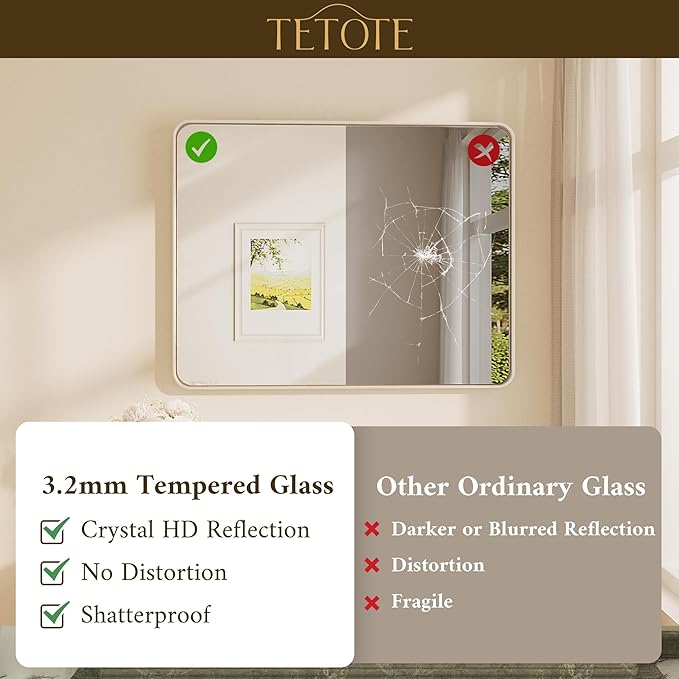 TETOTE 55 x 36 inch Brushed Nickel Mirror - Image 4