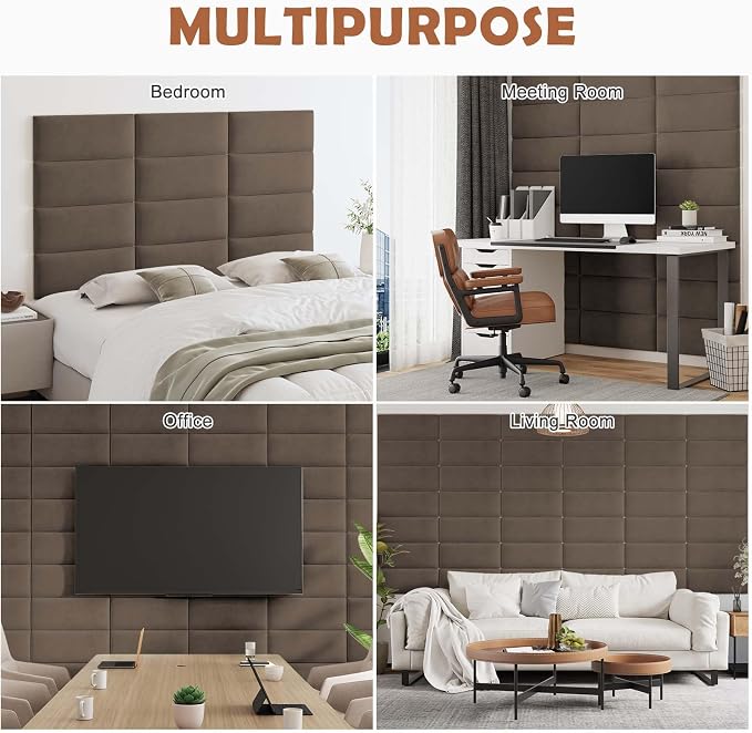 IFNOW Wall Mounted Upholstered Headboard King, 3D Peel and Stick Soundproof - Image 7