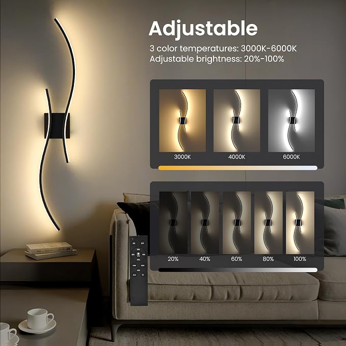 Battery Operated Wall Sconces Set of Two, 10000mAh Rechargeable Modern Wall - Image 4