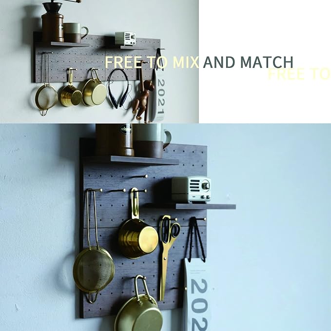 Wooden Pegboard Modular Display Organization Storage Wall Hooks Shelf 15.2in x - Image 8