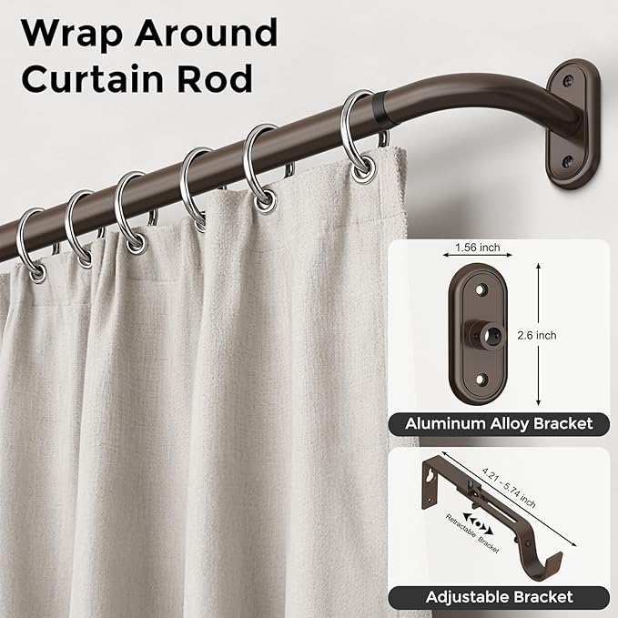 Curtain Rods 32-46 Inch, Bronze Wrap Around Blackout Curtain Rods - Image 2