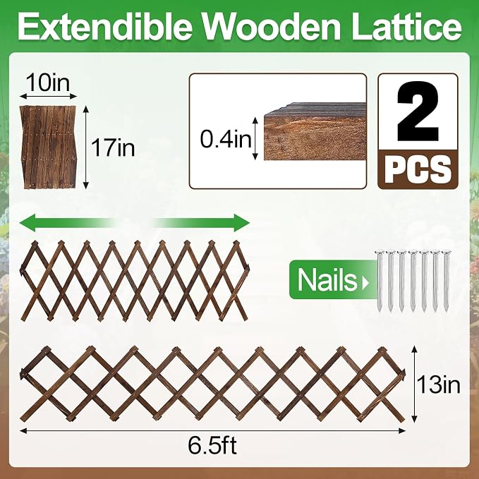 2Packs 13x78in Expandable Wood Wall Trellis - Image 5