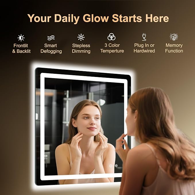 LED Bathroom Mirror, Smart Anti-Fog, Stepless Dimmable - Image 2