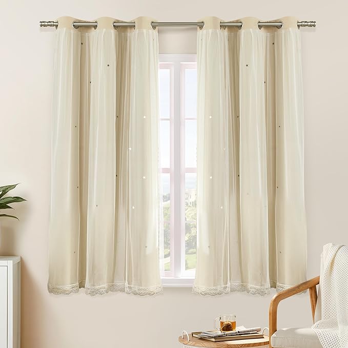 XiDi Curtains for Bedroom Decor Beige34/54/1 by Addsomecolortolife