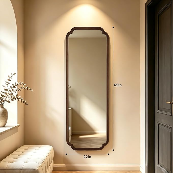 WallBeyond Full Length Mirror Wall Mounted 65"x22", Rustic Wooden Frame Floor - Image 2