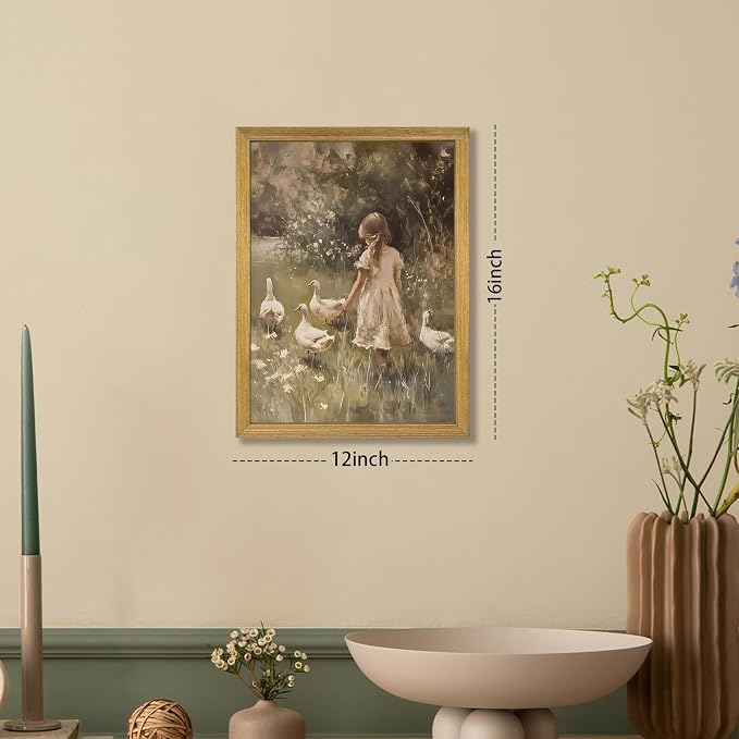 Wood Framed Canvas Wall Art, Vintage Girl - Image 4