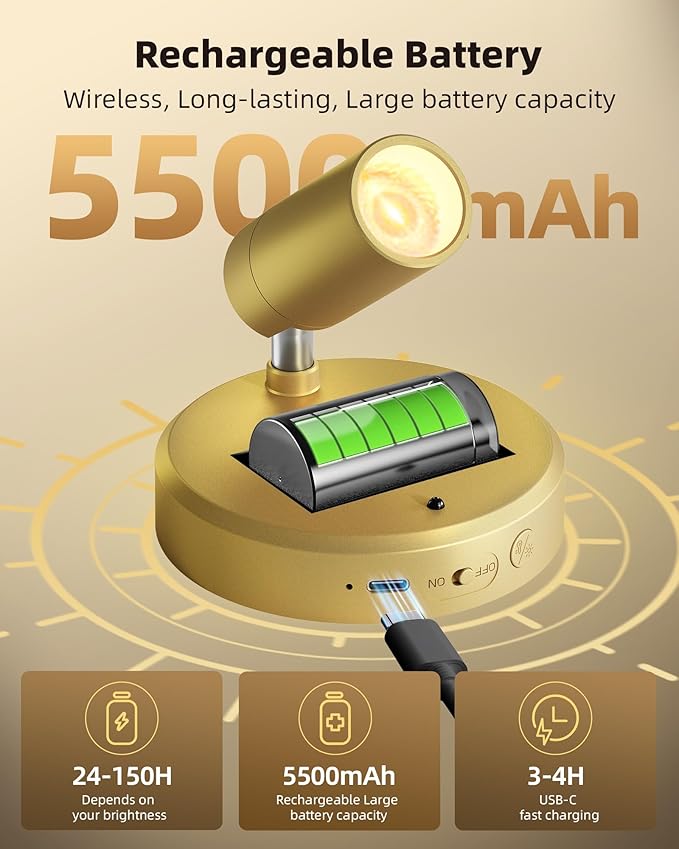 EZVALO LED Spotlight Indoor, 5500mAh Rechargeable Battery-Powered Picture Lights - Image 2