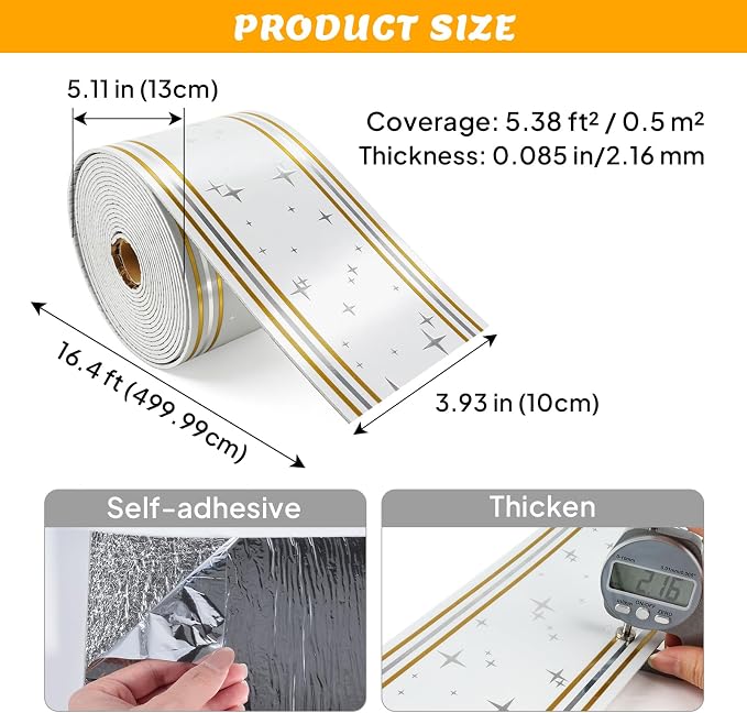 Peel and Stick Baseboard Trim, 3.93" x 196.8" Mirror Border, Self-Adhesive - Image 4